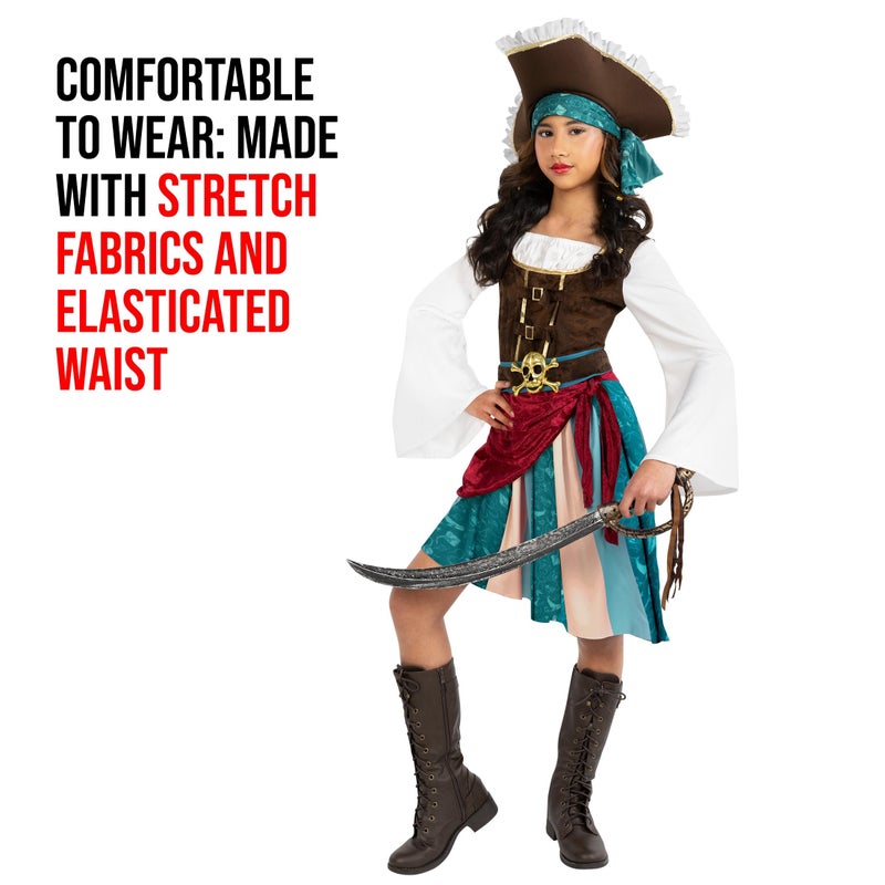 Morph Pirate Captain Girls Pirate Costume Girl Halloween Costumes for Girls Buccaneer Costume Dress Halloween M - Image 3